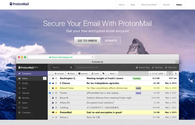 ProtonMail 以个人隐私、安全为特色的瑞士免费信箱，双密码加密邮件更安全！