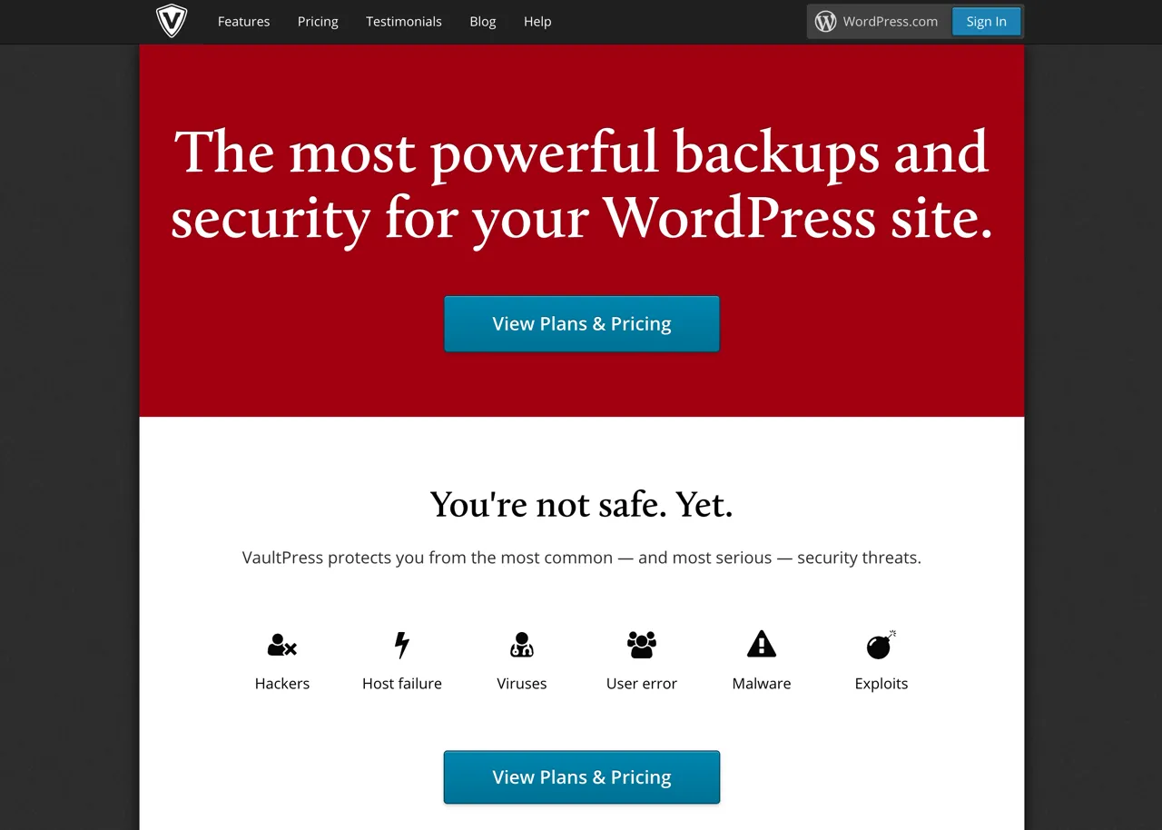VaultPress 完整备份你的 WordPress 网站，无痛搬家或回复特定时间点