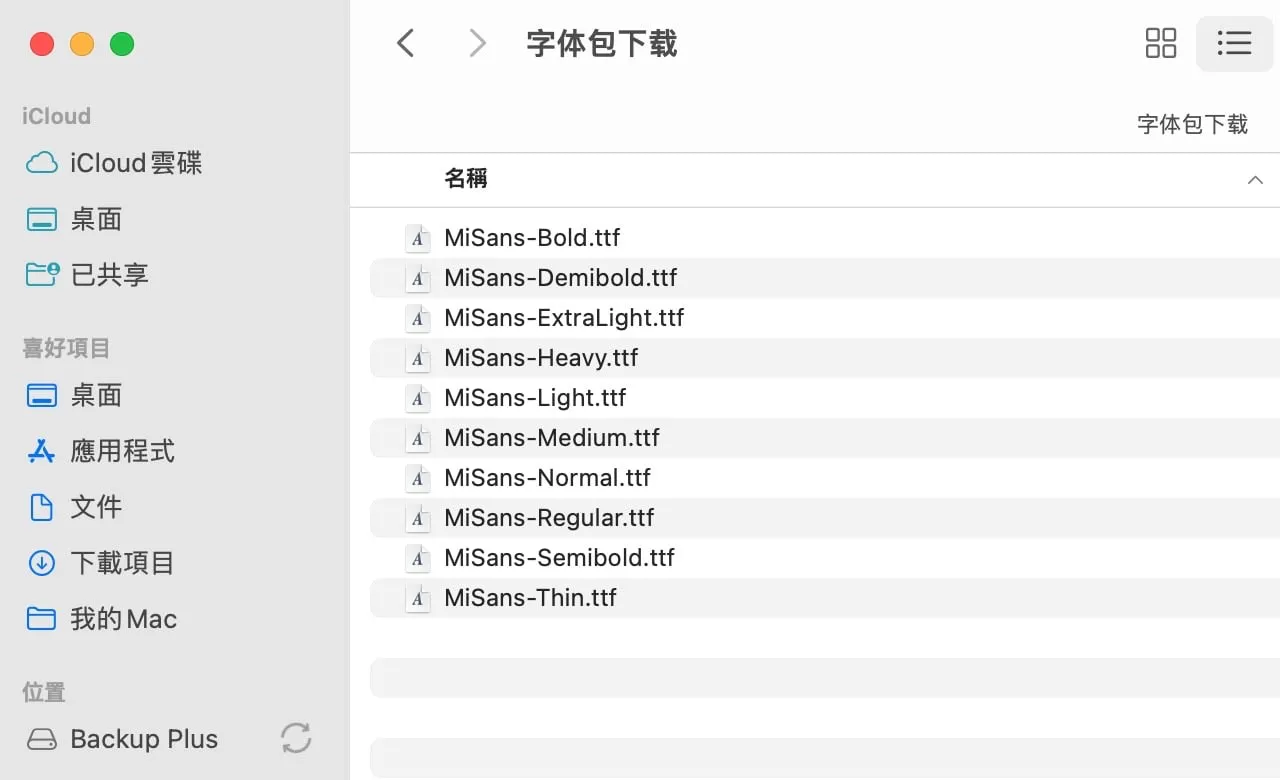 MiSans 小米免费中文字型