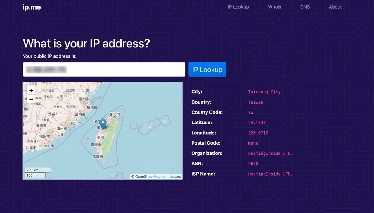 IP ME 查 IP 位址超方便，打开网页立即显示还能查 Whois、DNS 纪录