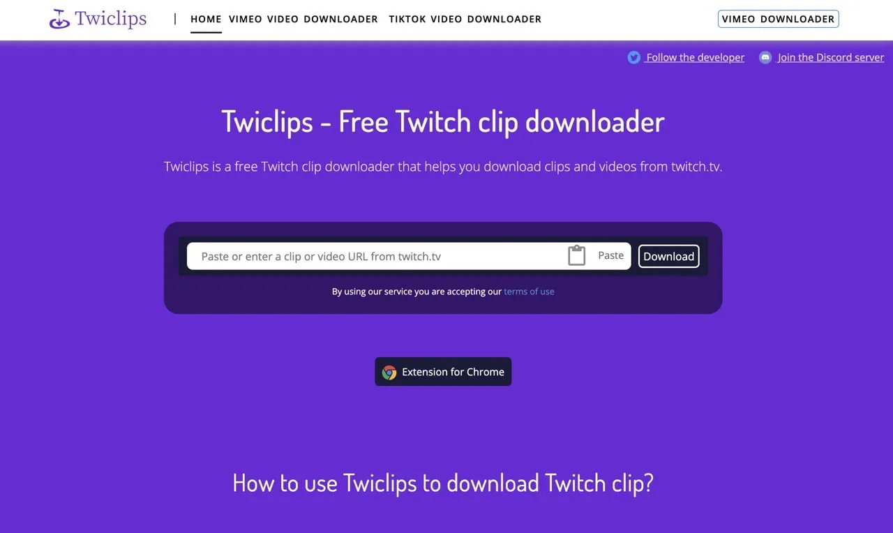Twiclips 免费 Twitch 视频下载工具，长度限制不超过 30 分钟