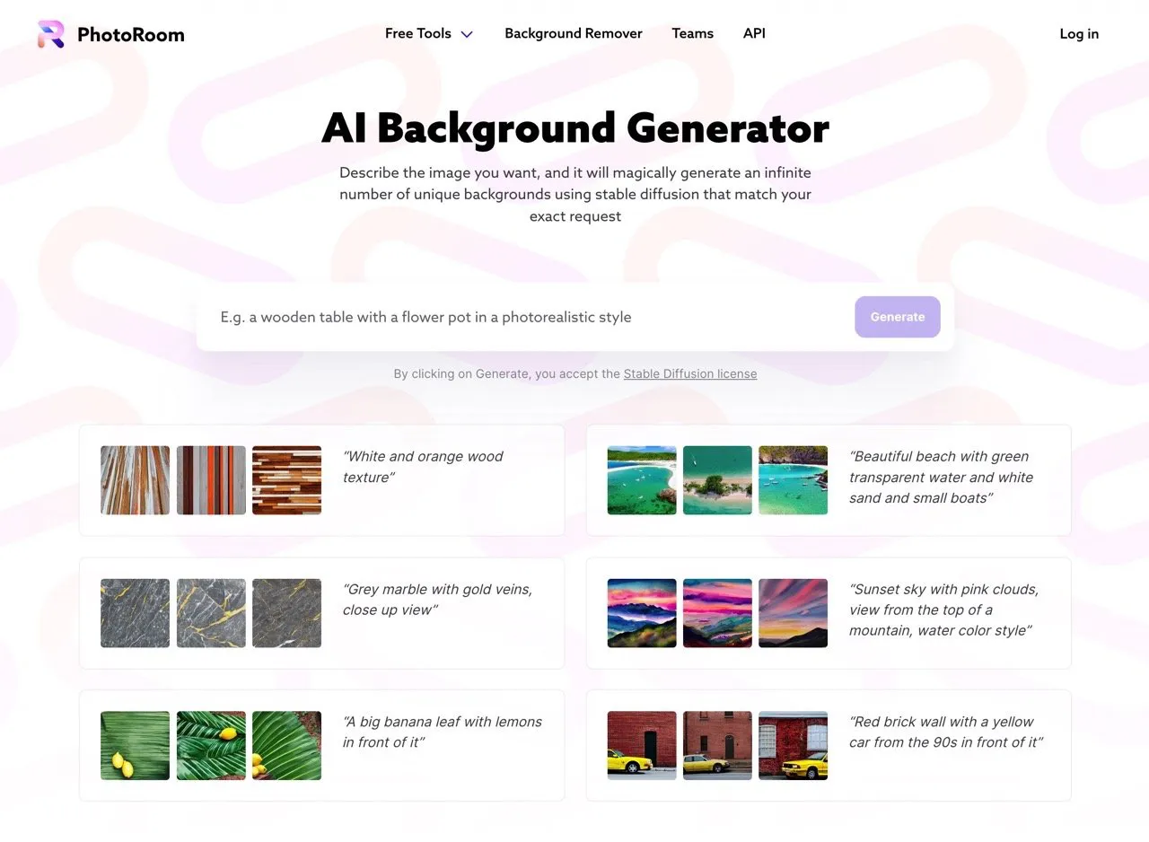 AI Background Generator 输入文字描述以 AI 产生各种免费图片