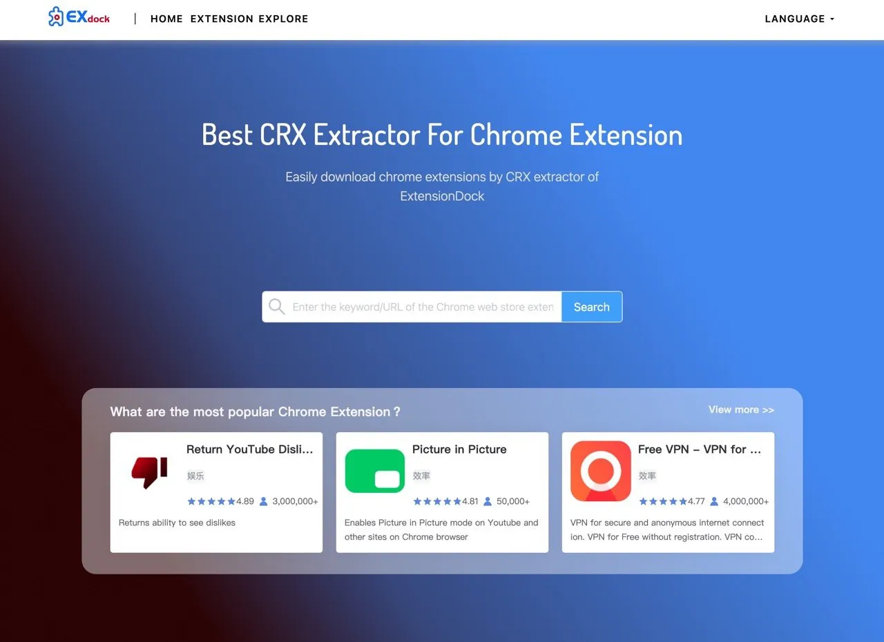 ExtensionDock 将 Chrome 扩充功能商店外挂汇出 CRX 档离线安装
