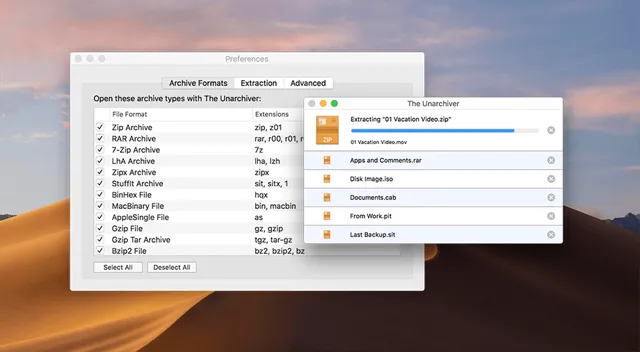 The Unarchiver 在 Mac 上可解压缩 Rar、7-Zip 等常用格式的免费软件